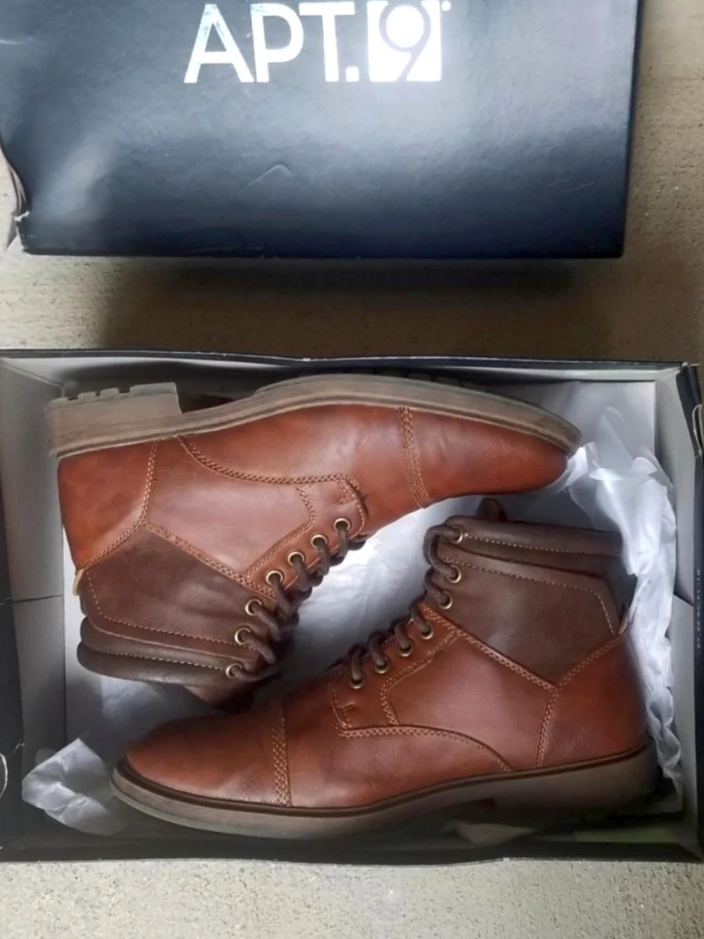 w/ Box Men's 8 Service Boots Chestnut Brown Cap Toe Chukka Wool Faux Leather